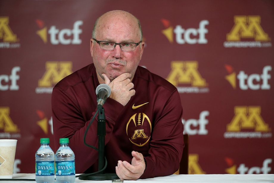 Minnesota Gophers head coach Jerry Kill becomes emotional as he announces that he is resigning from the football program because of health issues during a press conference Wednesday Oct. 28 2015 at TCF Bank Stadium in Minneapolis. (Elizabeth Flores  Min