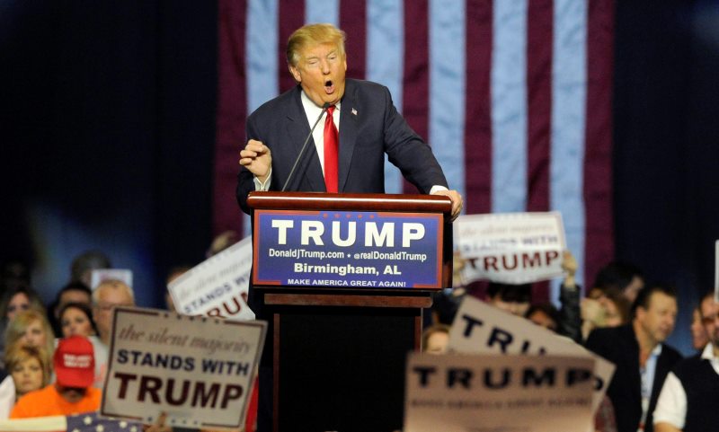 Republican presidential candidate Donald Trump speaks during a campaign stop Saturday Nov. 21 2015 in Birmingham Ala