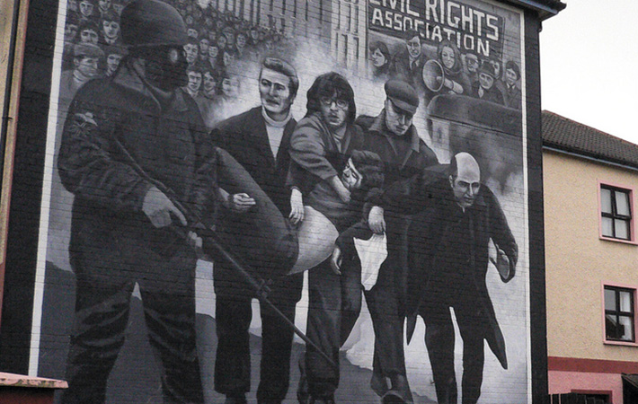 Mural in Derry dedicated to the events of Bloody Sunday January 1972