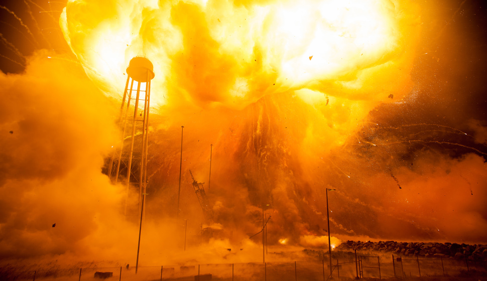 NASA posts haunting images of orbital sciences rocket explosion from last year