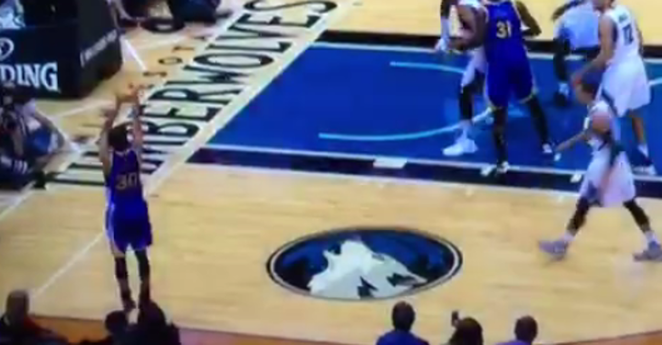 Stephen Curry left wide open by Timberwolves takes time to drain the three