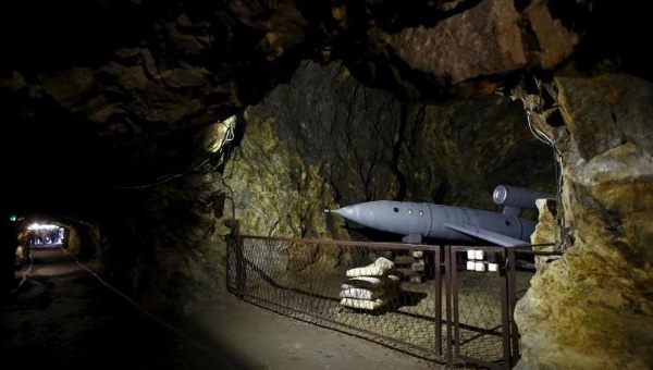 An exhibition for tourists is seen in a tunnel part of the Nazi Germany'Riese construction project near the area where the Nazi train is allegedly located. Aug. 31 2015