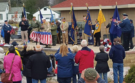 The new Freedom Park in Harrison was overflowing with visitors for their first ceremony on Veteran’s Day Wednesday. Veteran’s Director Renee Haley said the event went really well with Memorial Bricks and Pavers installed just in time. She said the bri