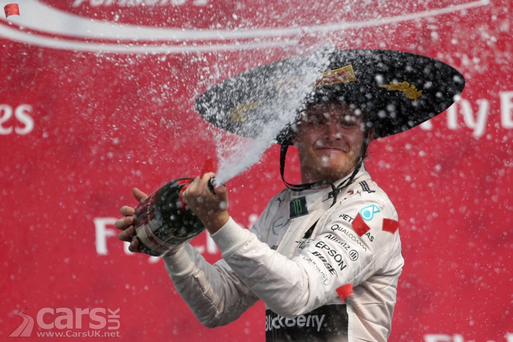 Nico Rosberg celebrates winning the 2015 Mexico Grand Prix