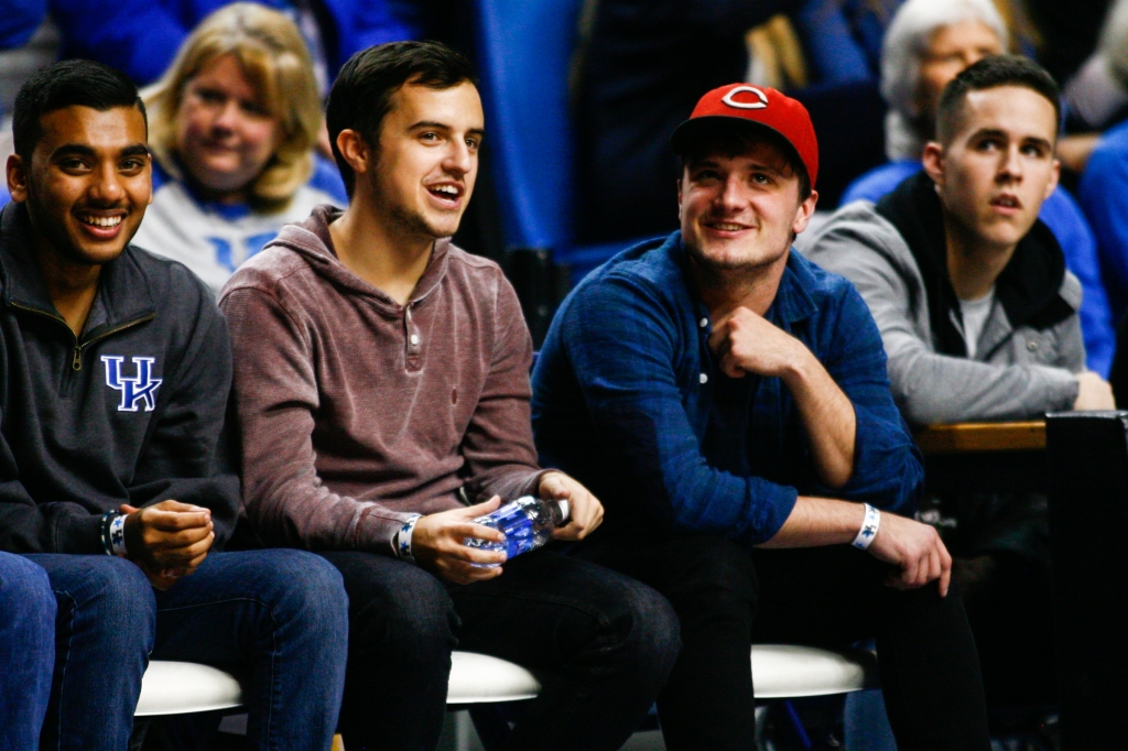 Hunger Games film star Josh Hutcherson during the game against the Boston University Terriers at Rupp Arena on Tuesday