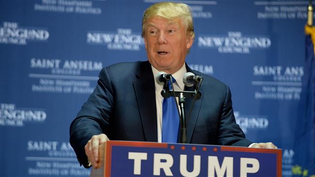 Republican Presidential candidate Donald Trump speaks at the Radisson Hotel in Manchester New Hampshire