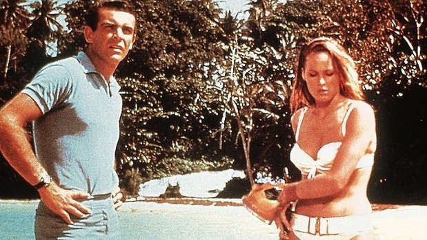 'Nobody knew anything about him. Sean Connery and Ursula Andress in a scene from'Doctor No