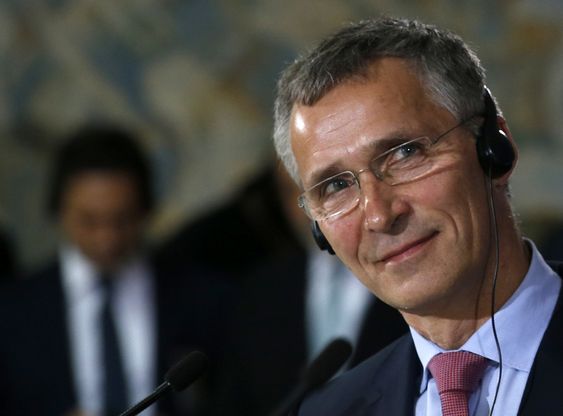 Jens Stoltenberg listens to a question during a press conference after talks with Serbian Prime Minister Aleksandar Vucic unseen in Belgrade Serbia Friday Nov. 20 2015. Stoltenberg arrived on a two-day official visit