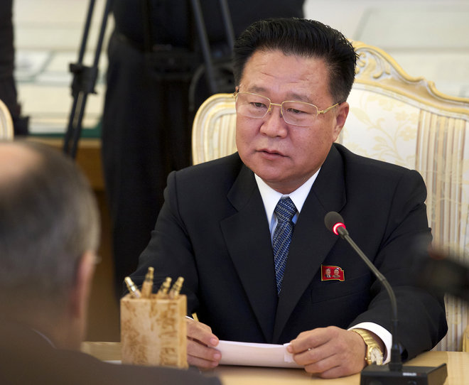 North Korea's special envoy Choe Ryong Hae speaks during his meeting with Russian Foreign Minister Sergey Lavrov left in Moscow Russia. North Korean leader Kim Jong Un is believed to have demoted Choe and sent