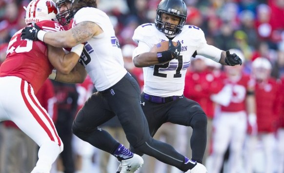 Nov 21 2015 Madison WI USA Northwestern Wildcats running back Justin Jackson rushes with the football during the first quarter against the Wisconsin Badgers at Camp Randall Stadium. Mandatory Credit Jeff Hanisch-USA TODAY Sports