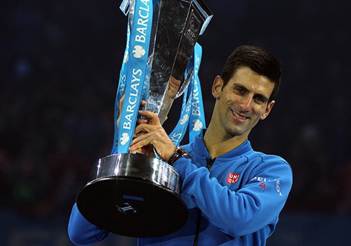 Novak Djokovic lifts the ATP World Tour Finals trophy