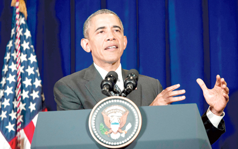 KUALA LUMPUR US President Barack Obama holds a press conference yesterday following his participation in the Association of Southeast Asian Nations Summit.- AFP