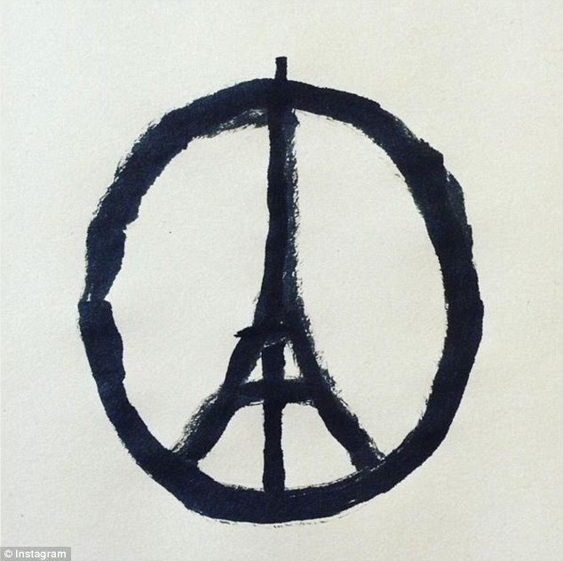 Original artwork by Jean Jullien in the wake of the Paris attacks retrieved from instagram at @jean_jullien