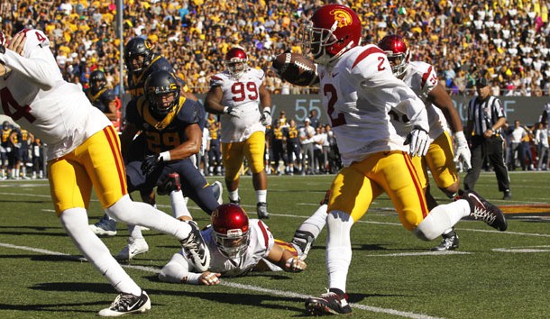 Oct 31 2015 Berkeley CA USA Southern California Trojans cornerback Adoree Jackson returns an interception for a touchdown against the California Golden Bears in the third quarter at Memorial Stadium. The Trojans defeated the Bears 27-21. Mandato