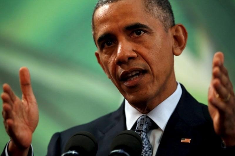 U.S. President Barack Obama delivers remarks after meeting with the Philippines President Benigno Aquino alongside the APEC summit in Manila Philippines