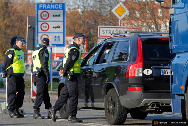 French police conduct a control at the French German border in Strasbourg France to check vehicles and verify the identity of travellers after last Friday's series of deadly attacks in Paris