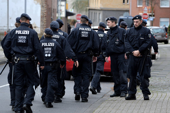 Police officers during an operation on Tuesday in Alsdorf Germany