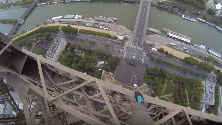 A freeclimber scaled the Eiffel Tower from the ground upwards