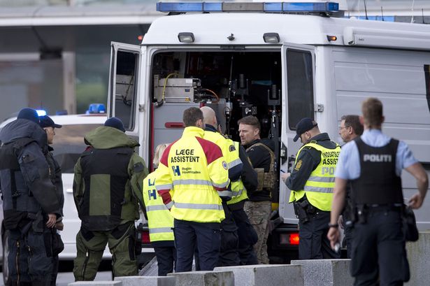 Police and bomb squad at Kastrup airport in Copenhagen