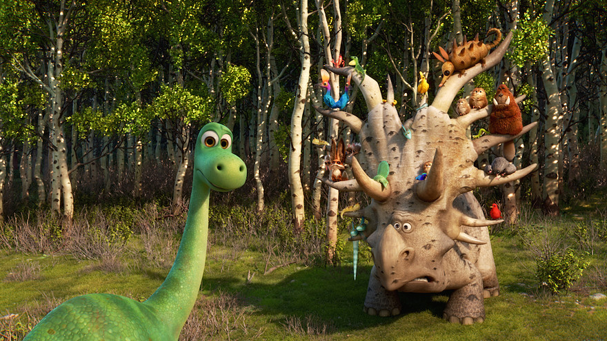 Pixar              From “The Good Dinosaur,” Arlo left and Forrest Woodbush aka The Pet Collector