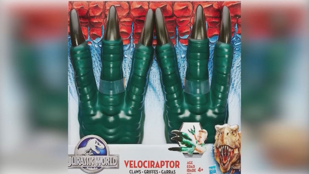 On this year's list- Jurassic World Velociraptor Claws.'WATCH says they can potentially cause children to injure their face or eyes but the packaging doesn't say that