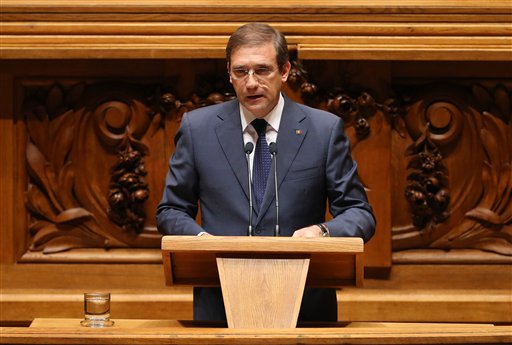 Portuguese Prime Minister Pedro Passos Coelho delivers his speech opening the debate of the government's four-year policy program at the Parliament in Lisbon Monday Nov. 9 2015. Together the left-of-center parties have 122 seats in the 230-seat Pa