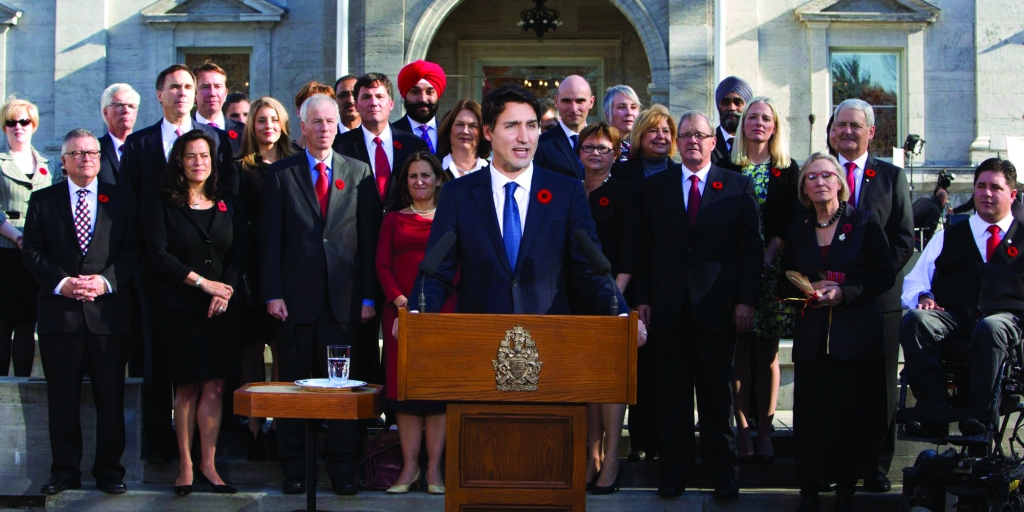 Prime Minister Trudeau addressing the media outside Rideau Hall