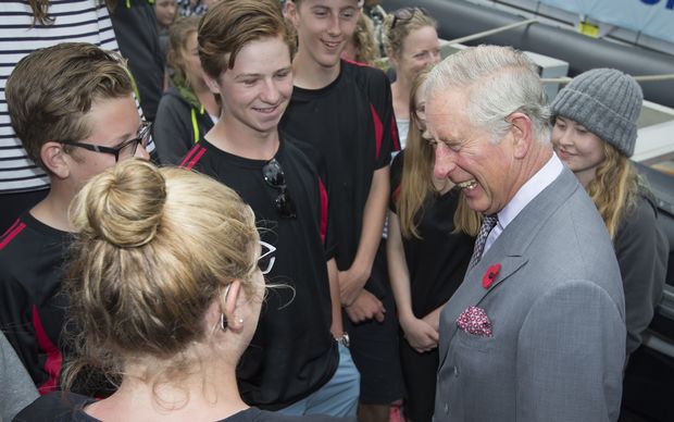 Prince Charles aboard the Spirit of New Zealand