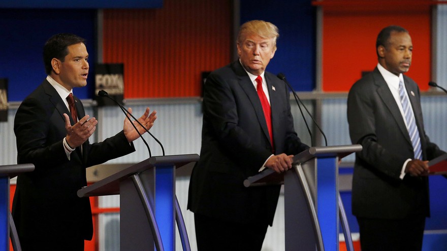 REUTERS  Jim Young              The top three Republican presidential candidates Sen. Marco Rubio Donald Trump and Ben Carson