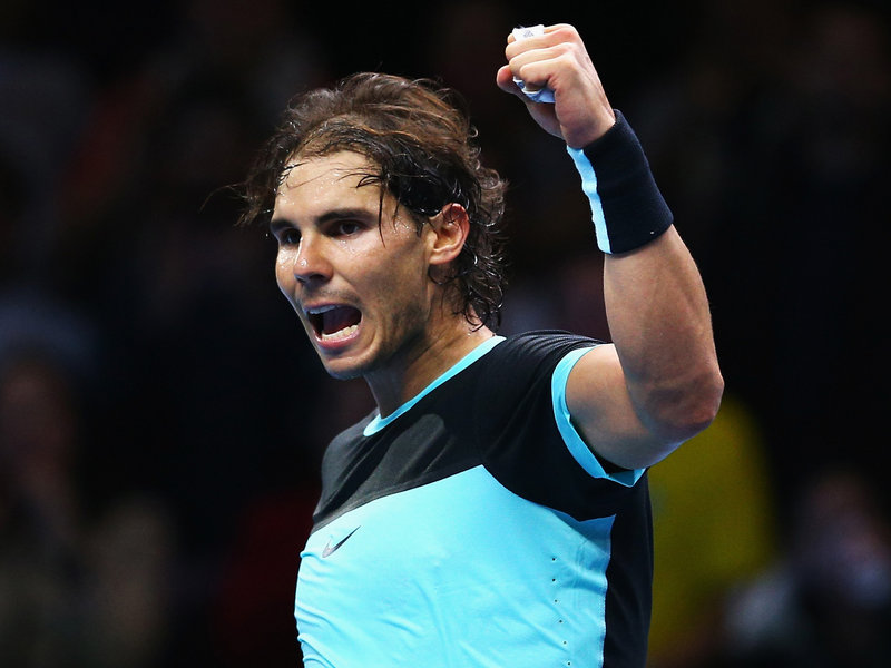 Rafael Nadal celebrates victory over Stan Wawrinka