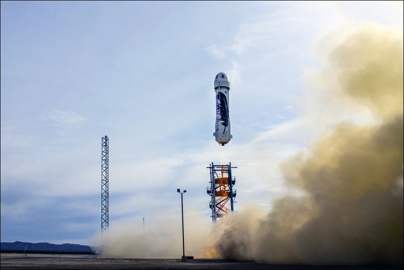 Origin taken on Monday Nov. 23 2015 an unmanned Blue Origin rocket blasts off in West Texas