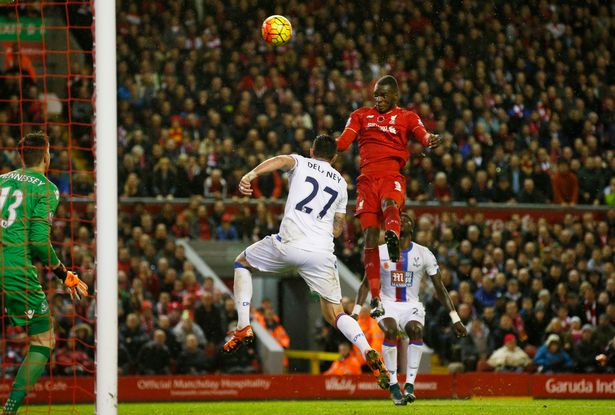 Christian Benteke shoots at goal