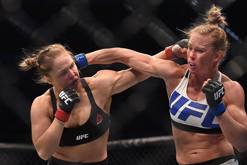 Ronda Rousey competes against Holly Holm during UFC 193 at Etihad Stadium