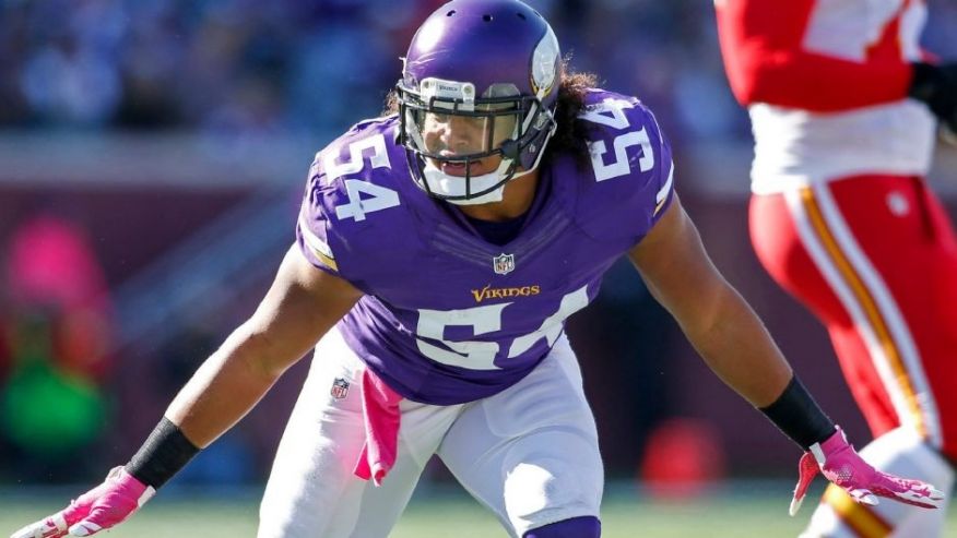 Oct 18 2015 Minneapolis MN USA Minnesota Vikings linebacker Eric Kendricks celebrates after a sack against the Kansas City Chiefs in the first quarter at TCF Bank Stadium. The Vikings won 16-10. Mandatory Credit Bruce Kluckhohn-USA TODAY Sports