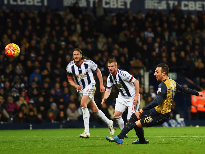 Santi Cazorla misses a penalty to level for Arsenal at West Brom