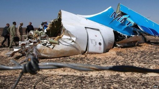 Scene of the Russian plane crash in Sinai Egypt