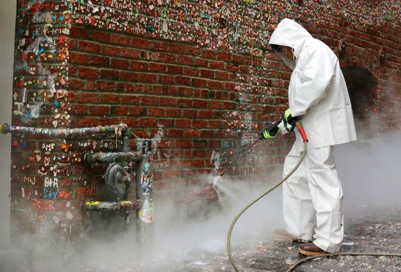 Seattle's Famous Gum Wall Is Being Scrubbed Away to Bare Brick