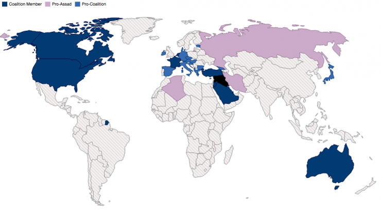 Map of US-led coalition against ISIS