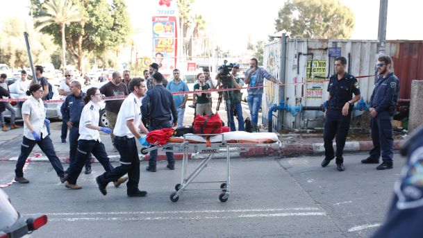 The scene of the Tel Aviv stabbing attack