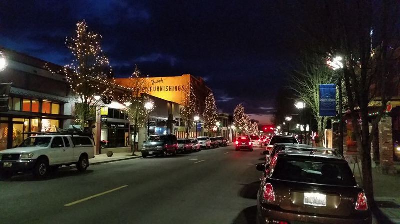 Downtown Oregon City shows off its holiday lights each evening this time of year