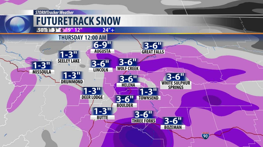 Snow forecast through Wednesday