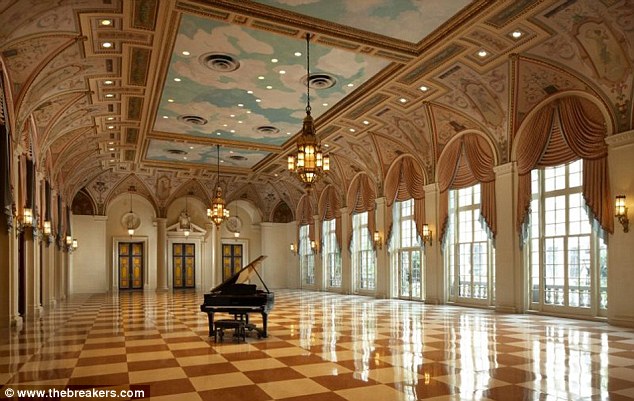 Grand The couple will marry in the Mediterranean Ballroom at the luxury Breakers Resort in Palm Beach. The hand-painted ceiling features gold-covered details