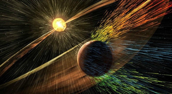 Martian atmosphere stripped off by solar winds