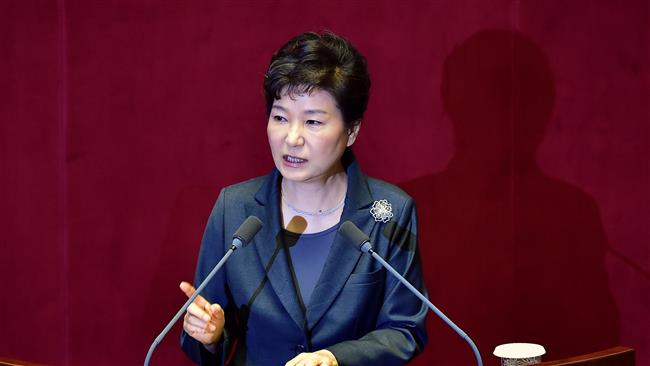 South Korean President Park Geun Hye delivering the annual budget address at the National Assembly in Seoul