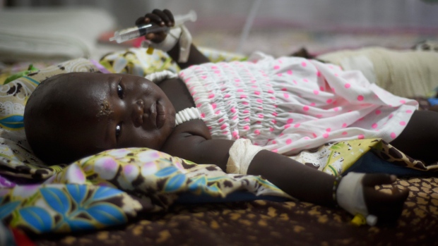 Nyalou Thong in hospital in Juba South Sudan