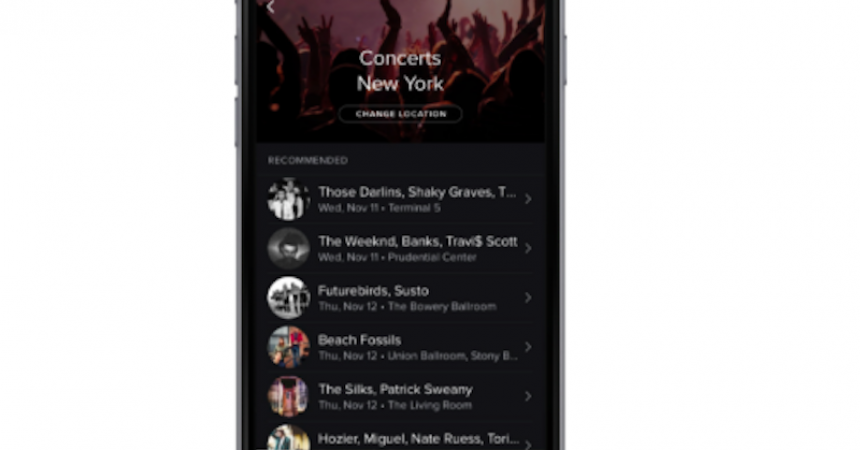 Spotify for Android now recommends local live concerts