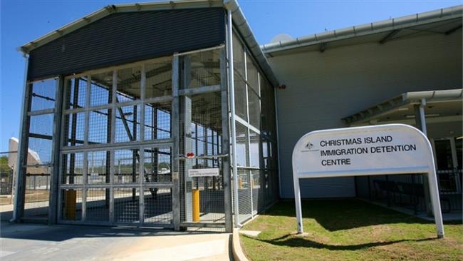 The entrance of the immigration detention center on Christmas Island Australia