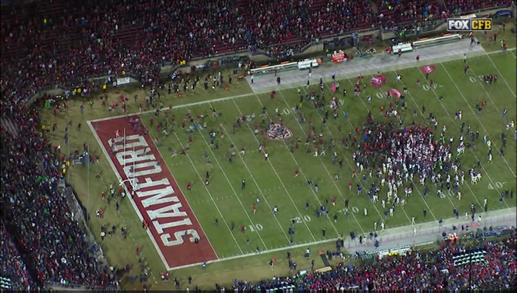 Stanford students rush field