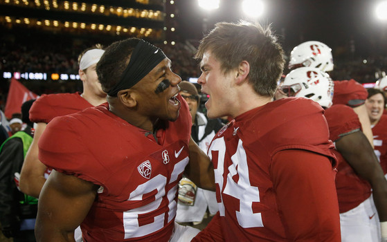 Stanford celebrates a win over Notre Dame