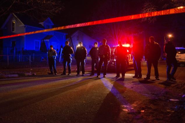 Police investigate a shooting near a Black Lives Matters protest in Minneapolis Monday